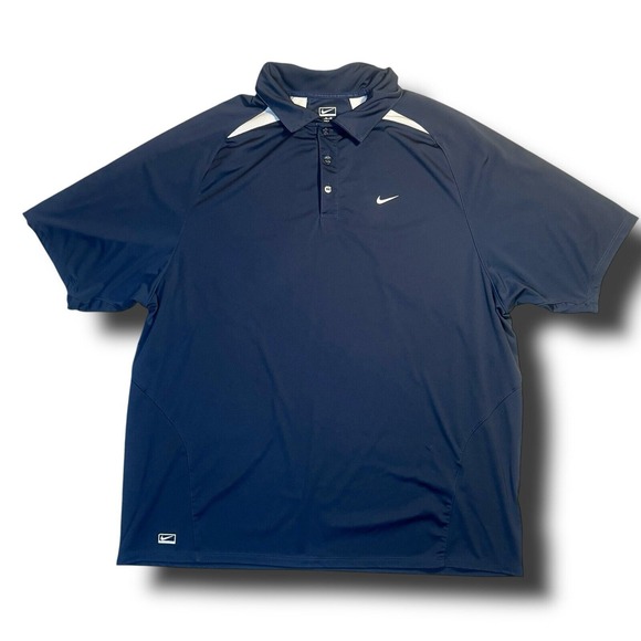 Nike Other - Nike XL Golf Performance Dri Fit Polo Sports Navy Solid Swoosh Mesh Golf Shirt